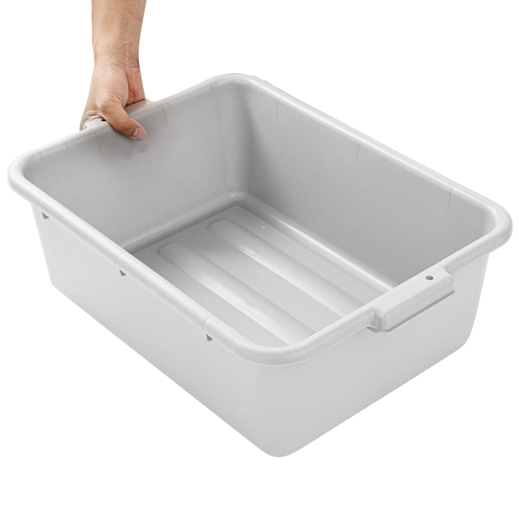 RW Clean White Plastic Bus Tub - Deep, Easy Grip - 20" x 15" x 7" - 1 count box