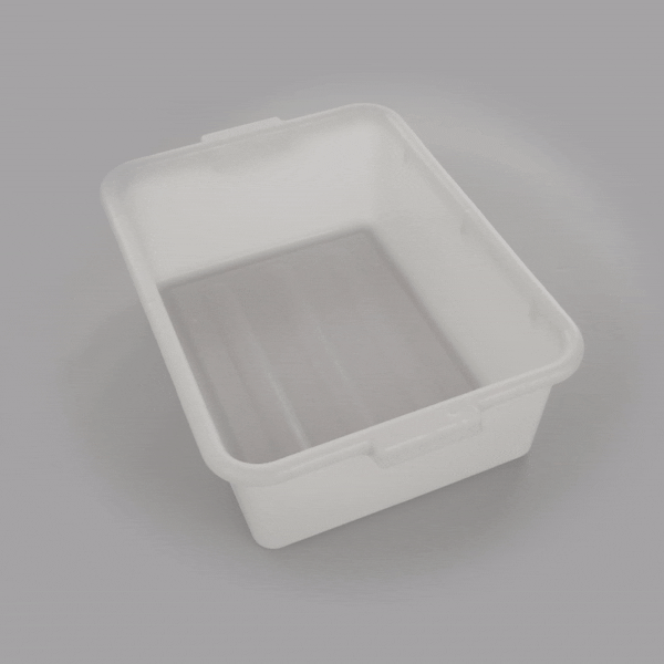 RW Clean White Plastic Bus Tub - Deep, Easy Grip - 20" x 15" x 7" - 1 count box