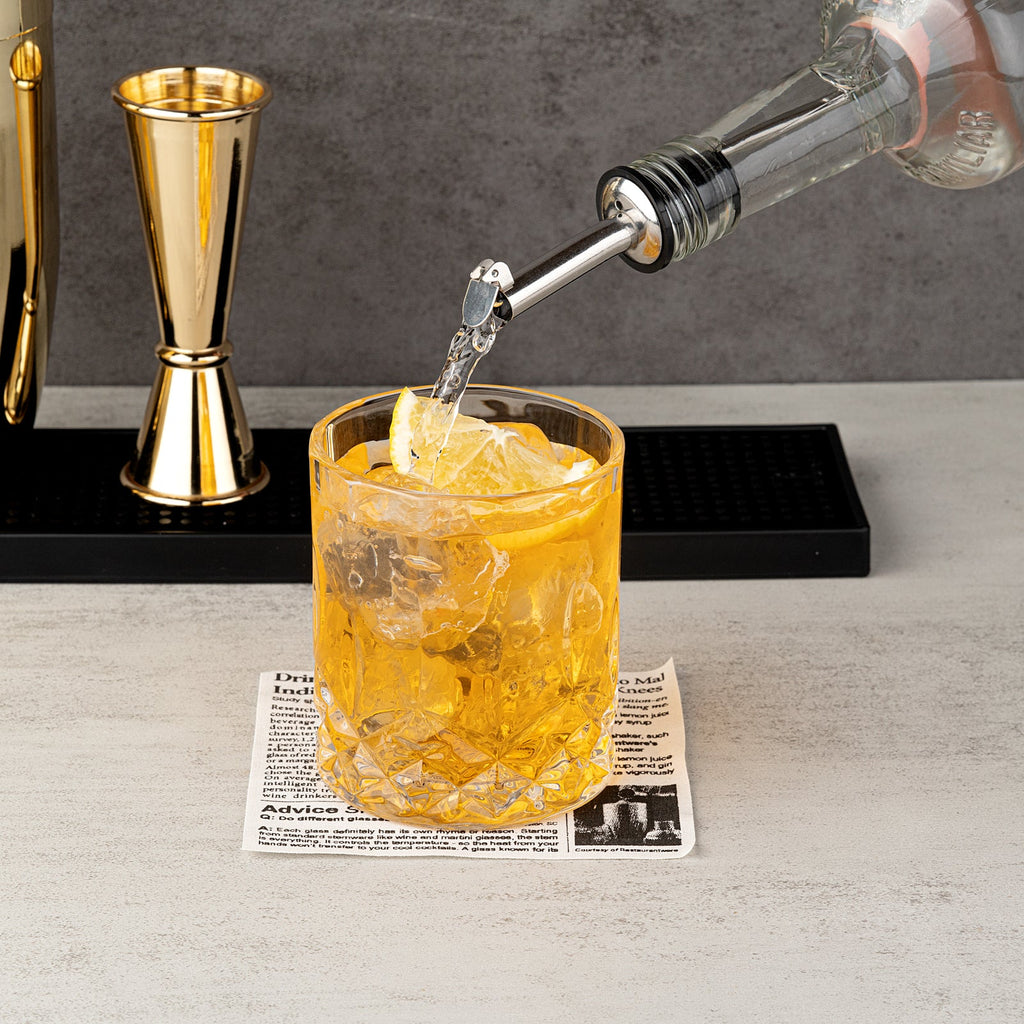 Bar Lux Stainless Steel Liquor Pourer - with Flip Cap - 4 1/4" x 1" x 1" - 1 count box