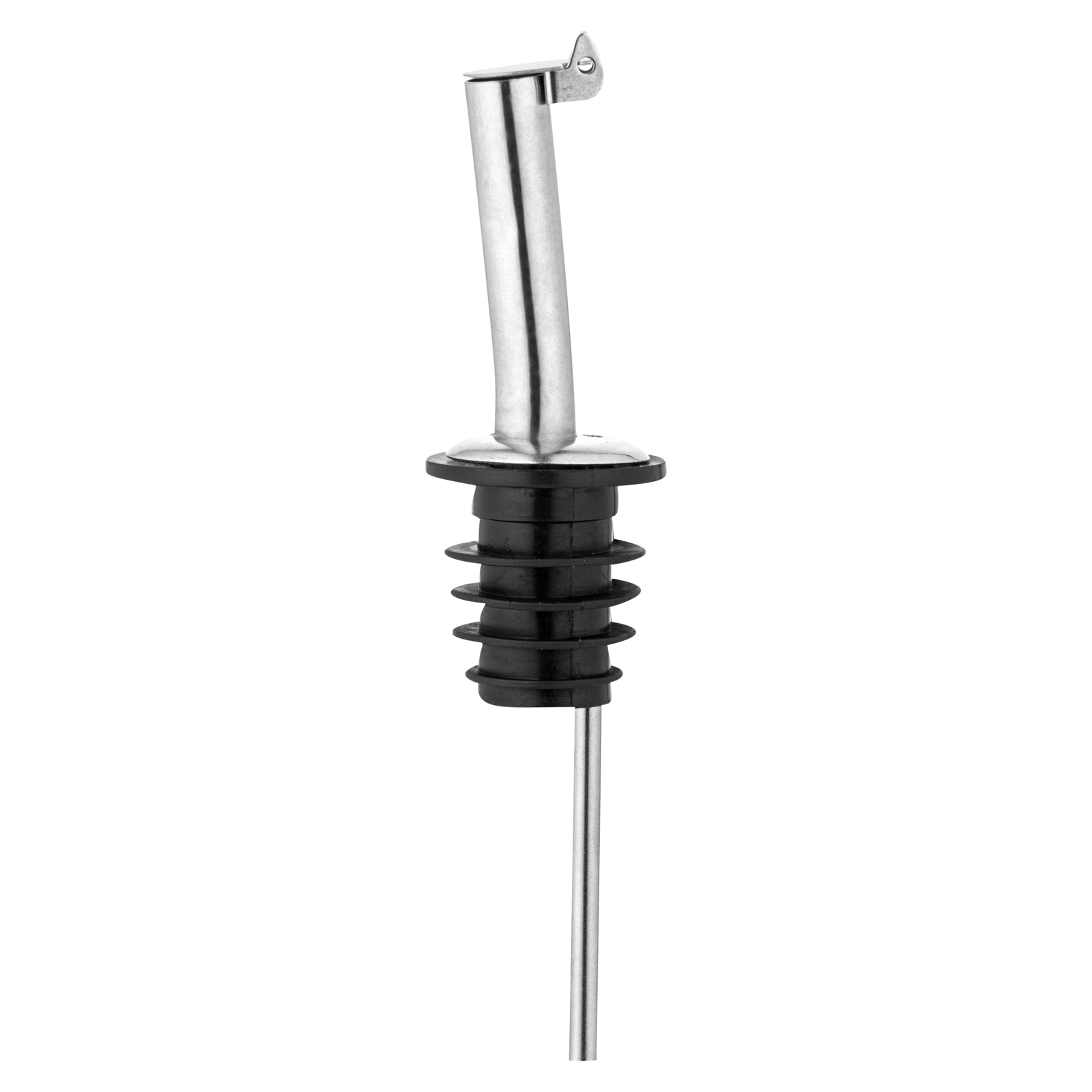 Bar Lux Stainless Steel Liquor Pourer - with Flip Cap - 4 1/4" x 1" x 1" - 10 count box
