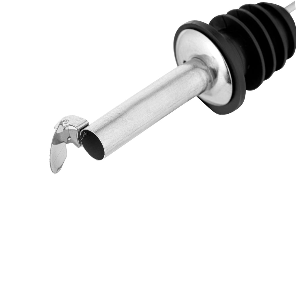Bar Lux Stainless Steel Liquor Pourer - with Flip Cap - 4 1/4" x 1" x 1" - 10 count box