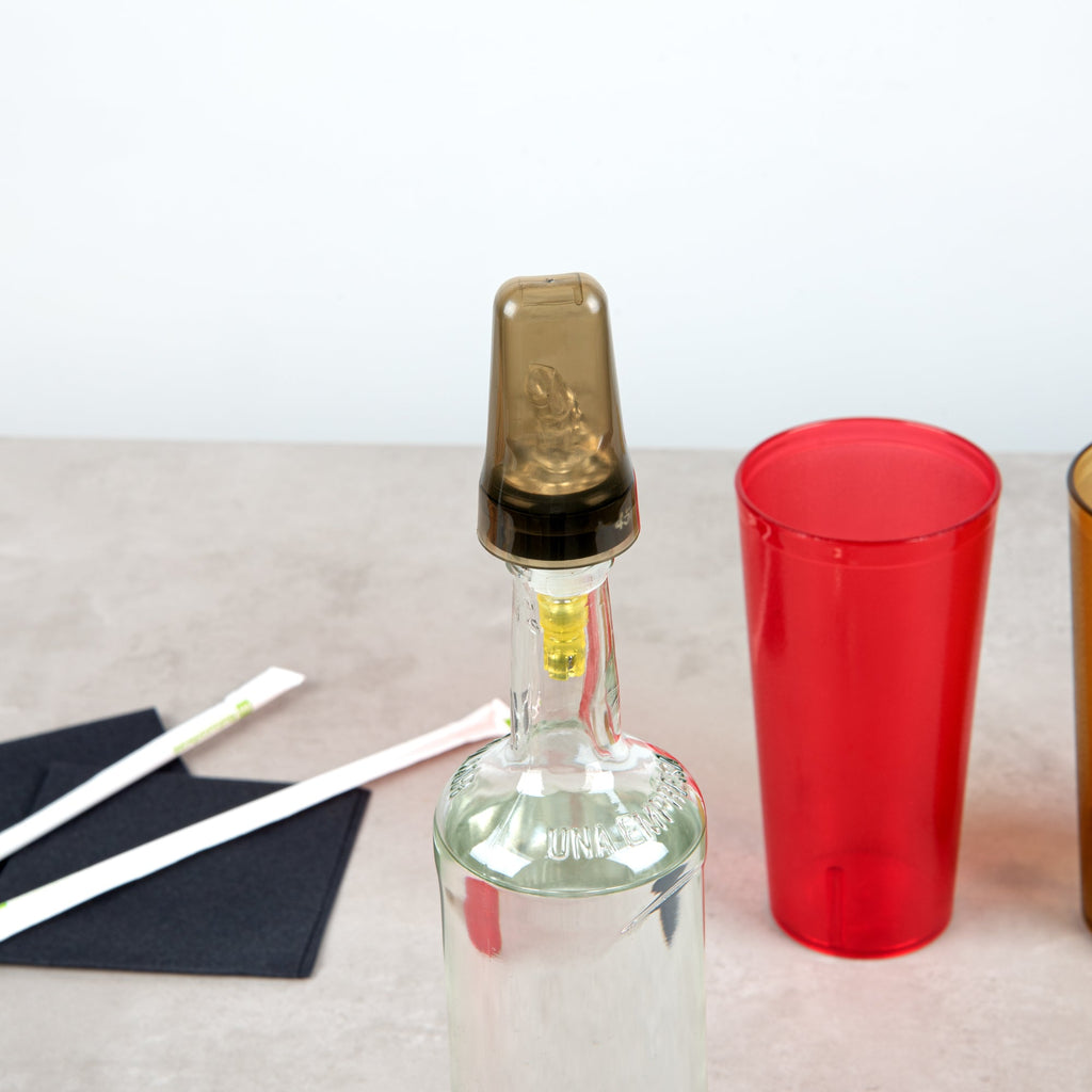 Bar Lux Translucent Plastic Liquor Pourer Cover - Universal - 1 3/4" x 1 3/4" x 3" - 100 count box