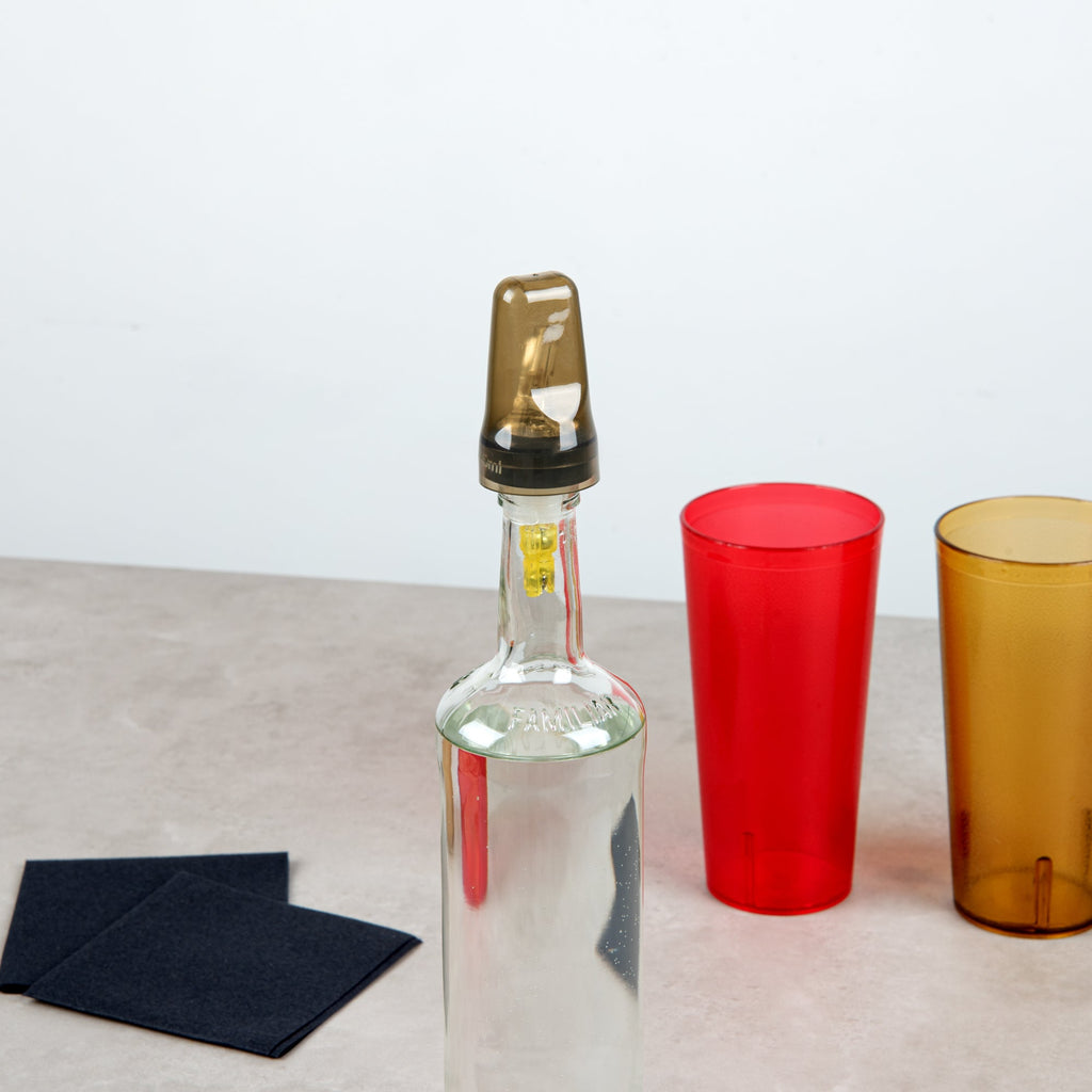 Bar Lux Translucent Plastic Liquor Pourer Cover - Universal - 1 3/4" x 1 3/4" x 3" - 100 count box