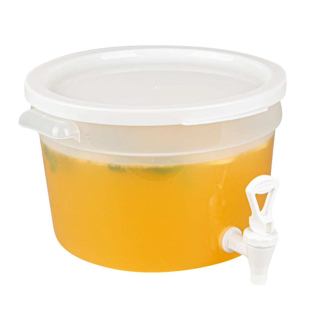 Bev Tek 3 gal Round Clear Plastic Beverage Dispenser - 12 1/2" x 12 1/2" x 8 3/4" - 1 count box