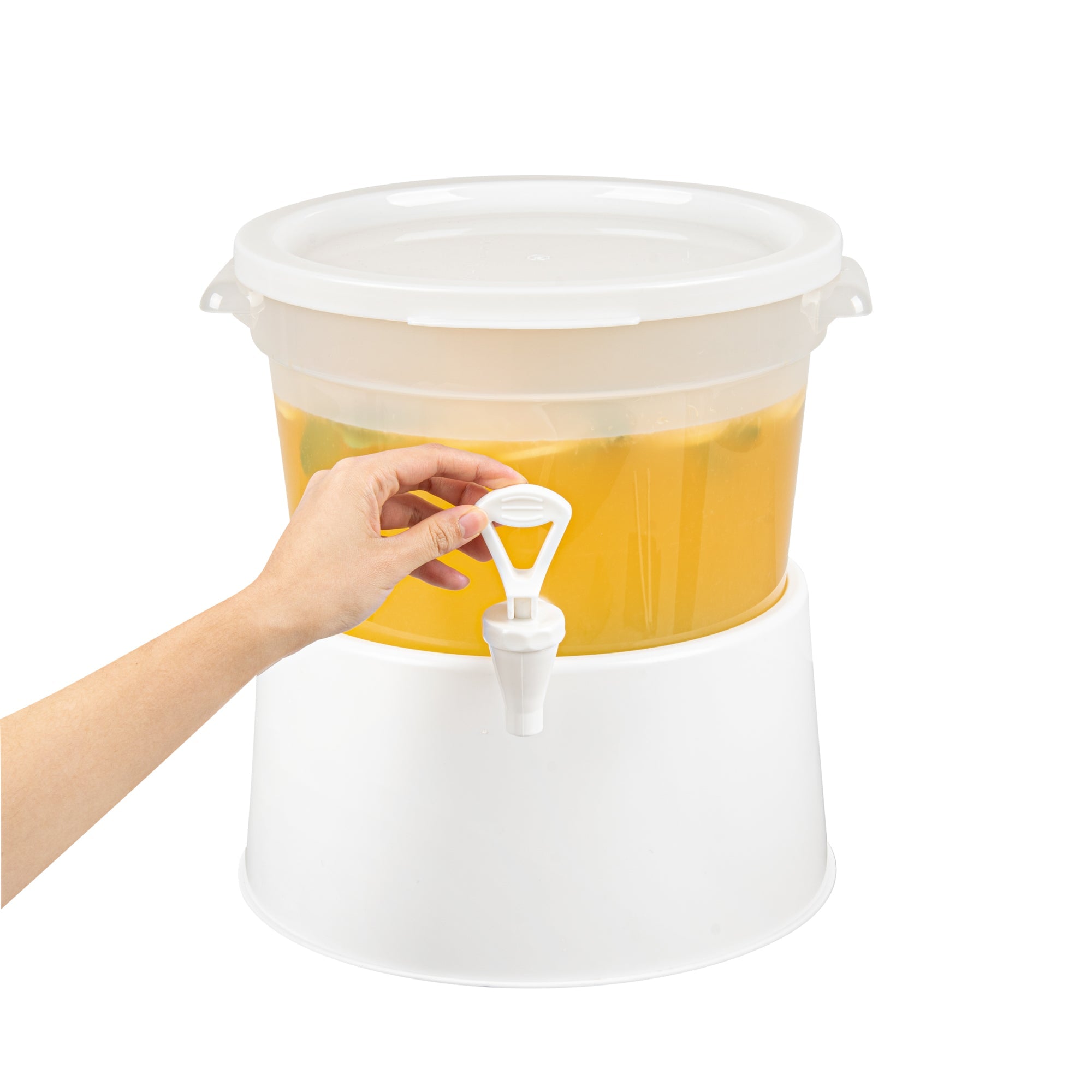 Bev Tek 3 gal Round Clear Plastic Beverage Dispenser - 12 1/2" x 12 1/2" x 8 3/4" - 1 count box