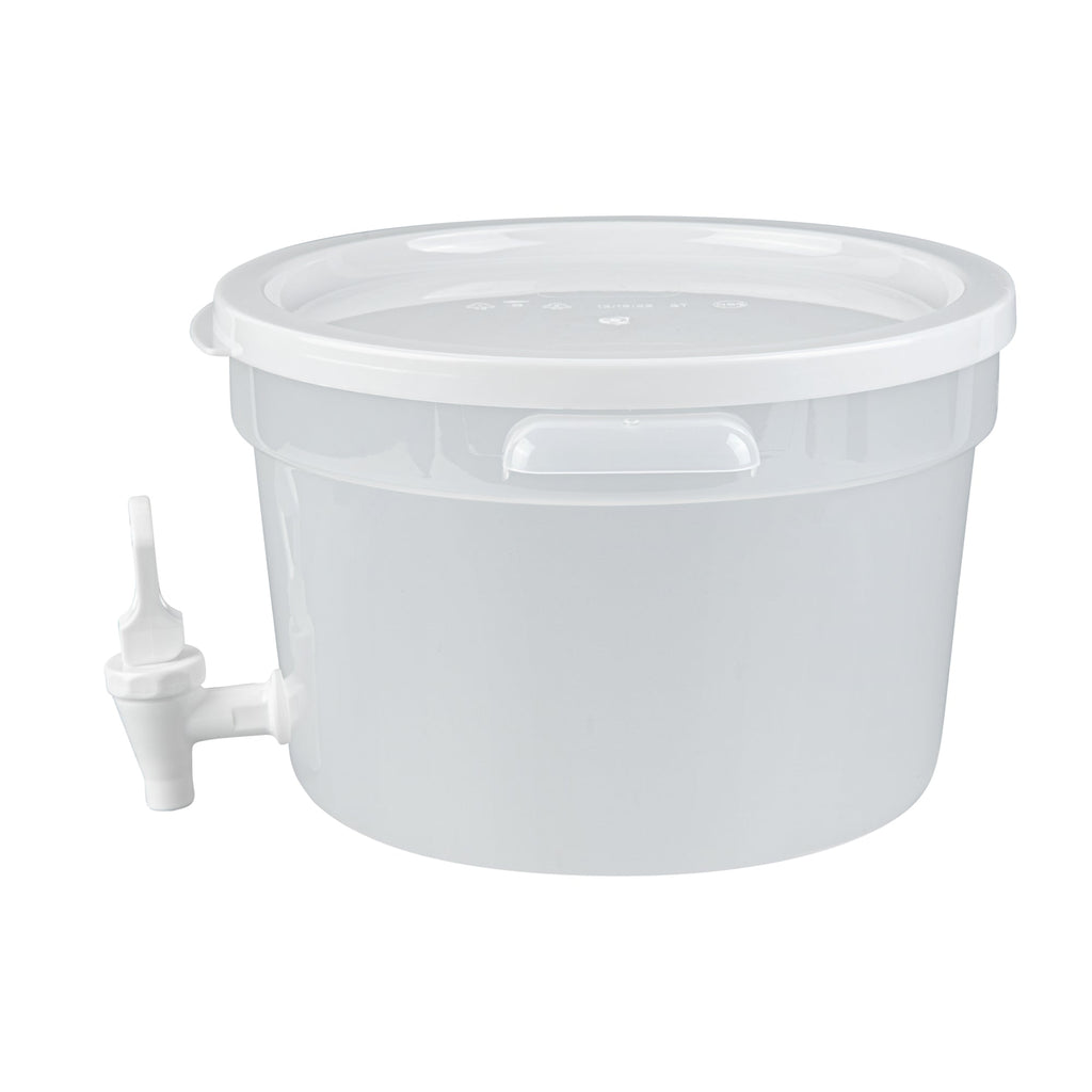 Bev Tek 3 gal Round Clear Plastic Beverage Dispenser - 12 1/2" x 12 1/2" x 8 3/4" - 1 count box