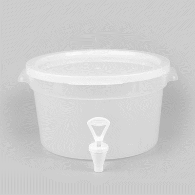 Bev Tek 3 gal Round Clear Plastic Beverage Dispenser - 12 1/2" x 12 1/2" x 8 3/4" - 4 count box