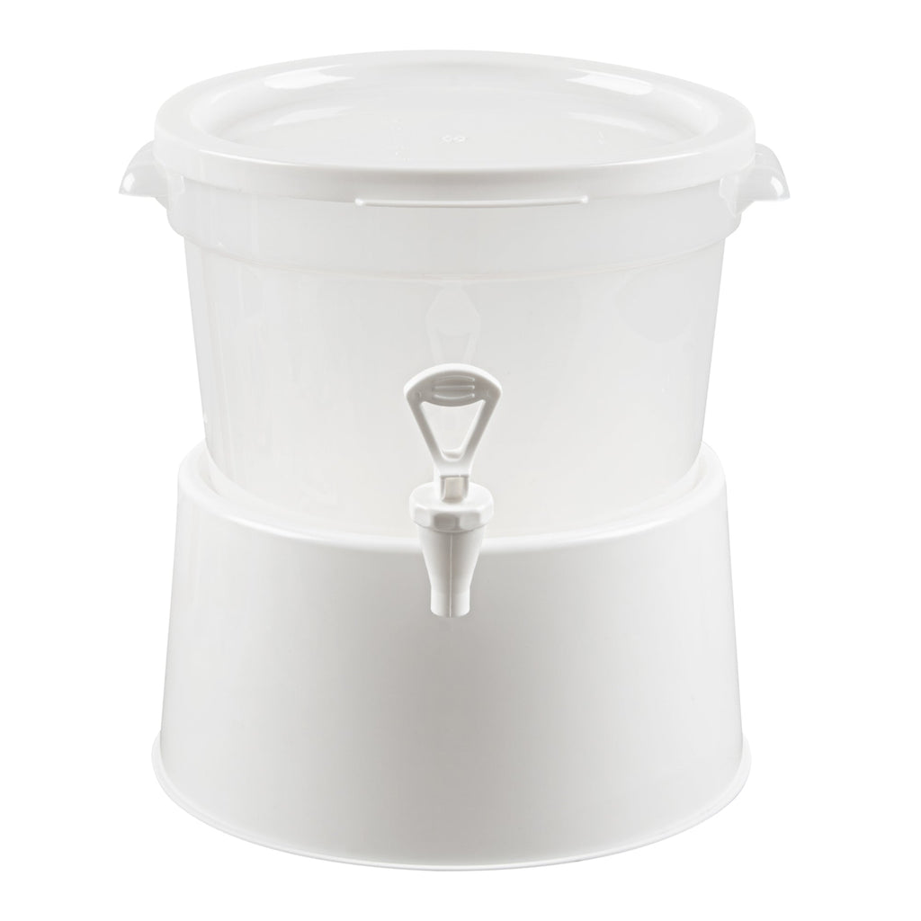 Bev Tek 3 gal Round Clear Plastic Beverage Dispenser - 12 1/2" x 12 1/2" x 8 3/4" - 4 count box