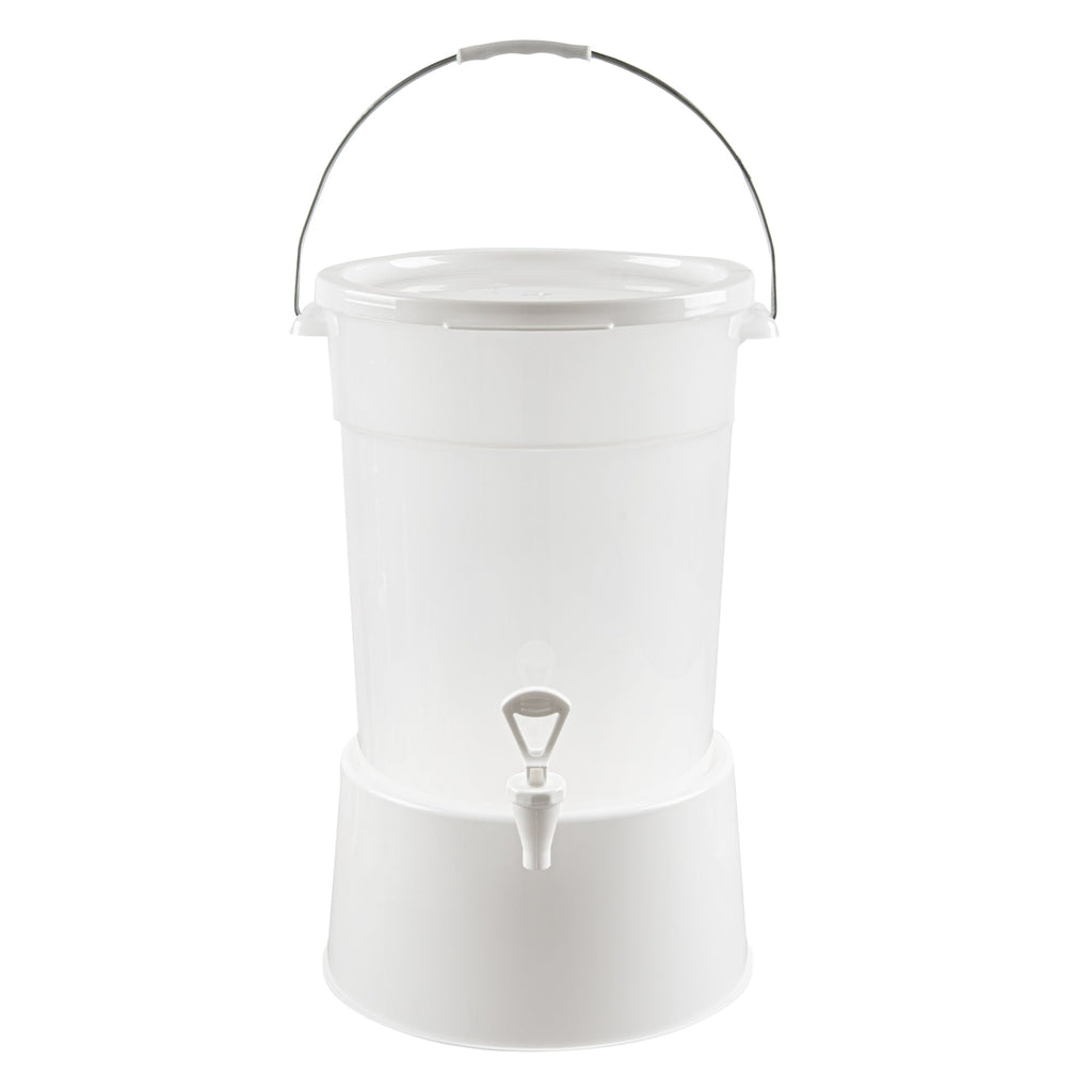 Bev Tek 6 gal Round Clear Plastic Beverage Dispenser - 12 1/4" x 12 1/4" x 15" - 1 count box