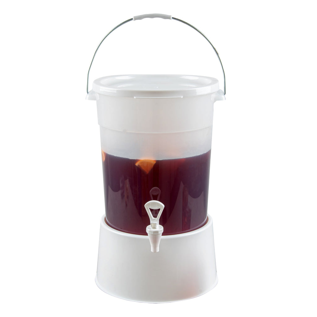 Bev Tek 6 gal Round Clear Plastic Beverage Dispenser - 12 1/4" x 12 1/4" x 15" - 4 count box