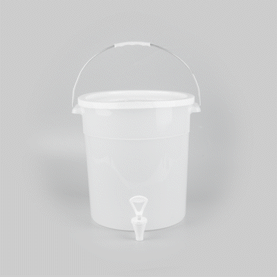 Bev Tek 6 gal Round Clear Plastic Beverage Dispenser - 12 1/4" x 12 1/4" x 15" - 4 count box