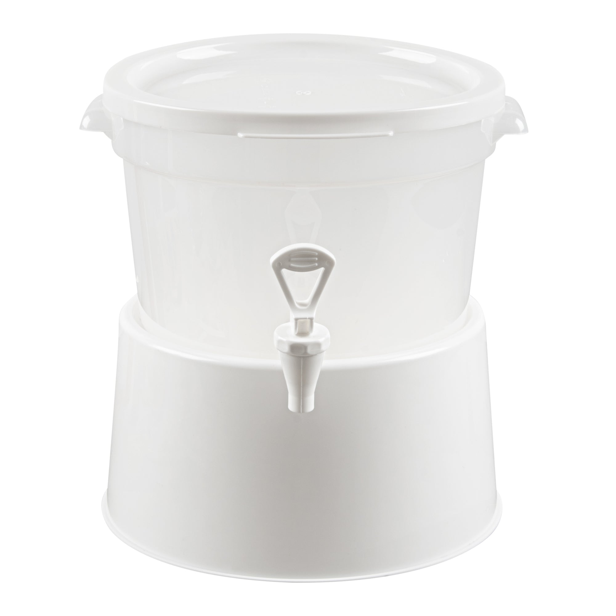 Bev Tek Round White Plastic Beverage Dispenser Base - For 3 and 6 gal Dispenser - 10 1/2" x 10 1/2" x 6 1/2" - 1 count box