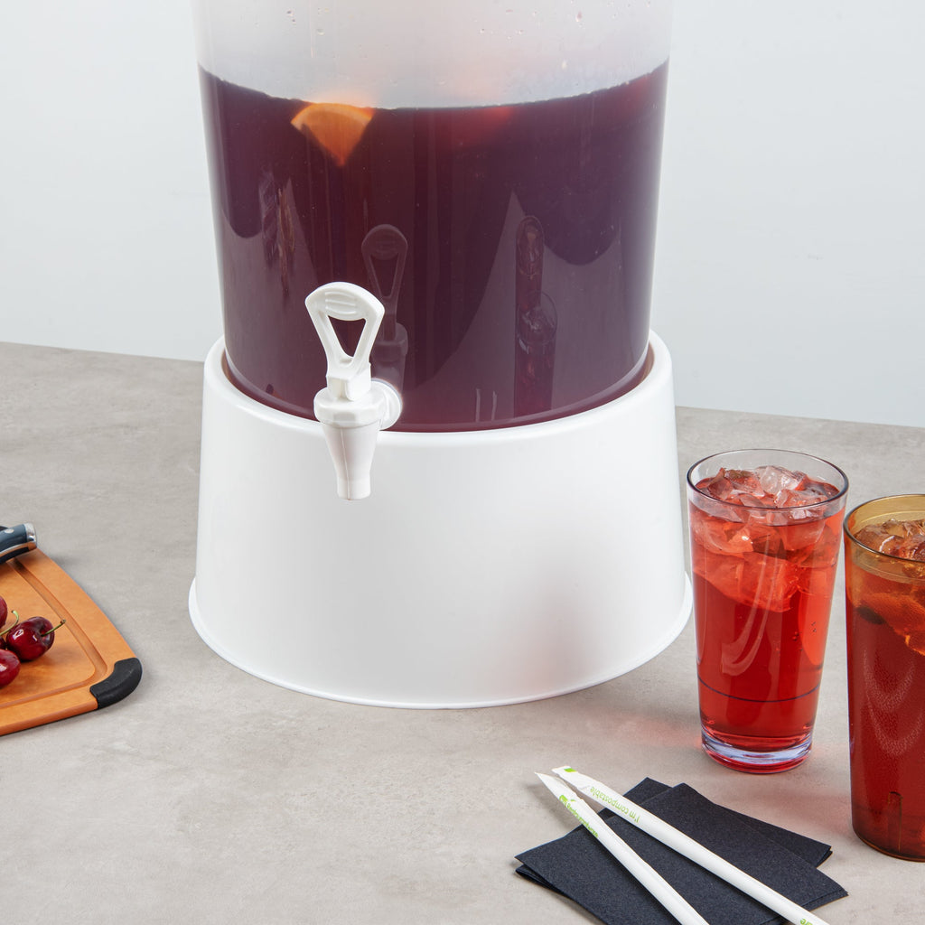 Bev Tek Round White Plastic Beverage Dispenser Base - For 3 and 6 gal Dispenser - 10 1/2" x 10 1/2" x 6 1/2" - 1 count box