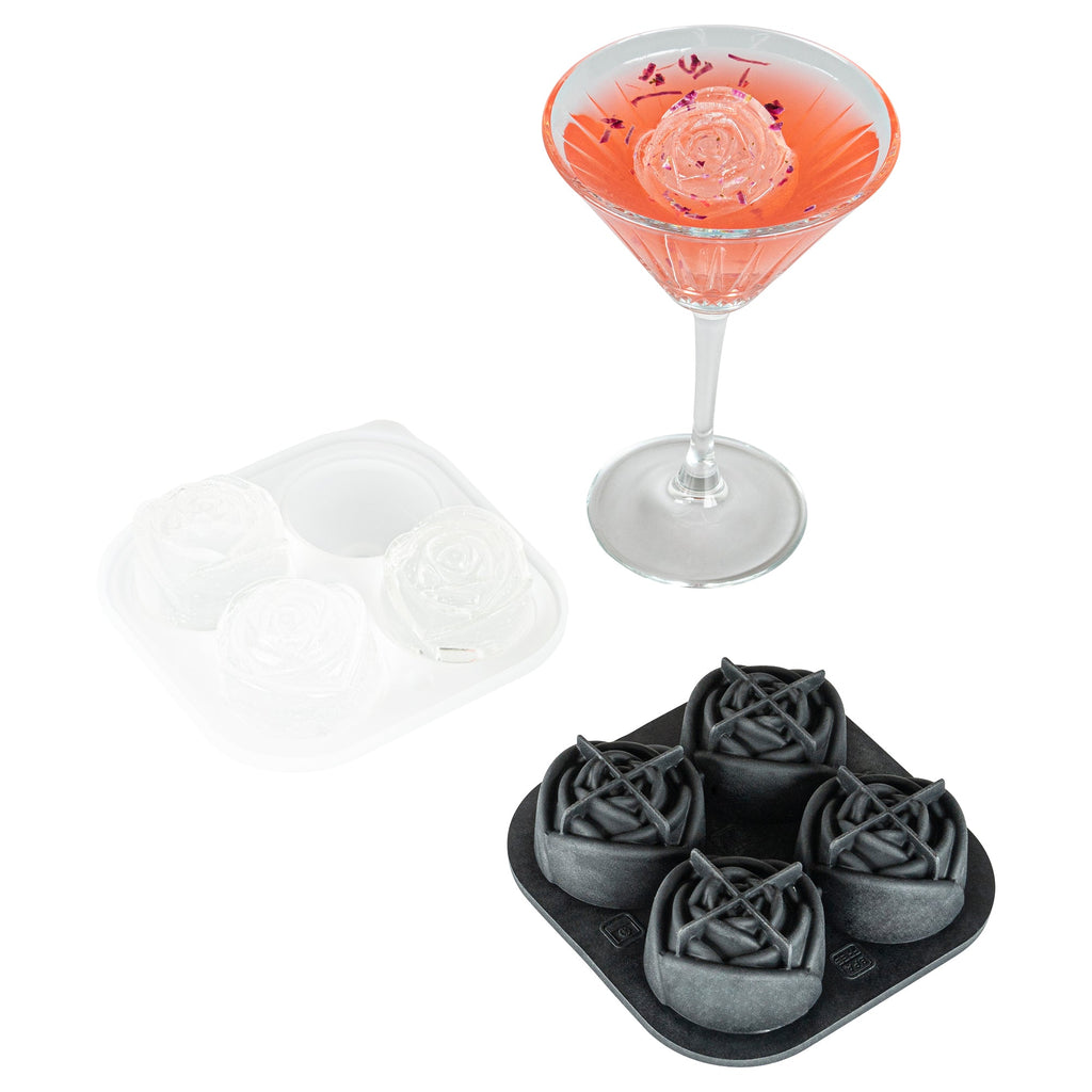 Bar Lux Black Silicone Ice Mold - 2" Rose, 4 Compartments - 1 count box