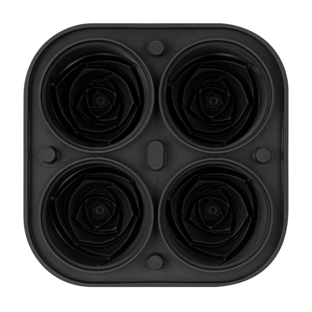Bar Lux Black Silicone Ice Mold - 2" Rose, 4 Compartments - 1 count box