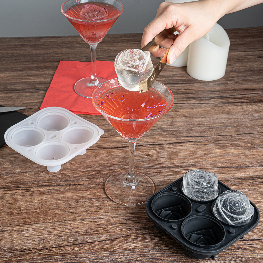 Bar Lux Black Silicone Ice Mold - 2" Rose, 4 Compartments - 1 count box