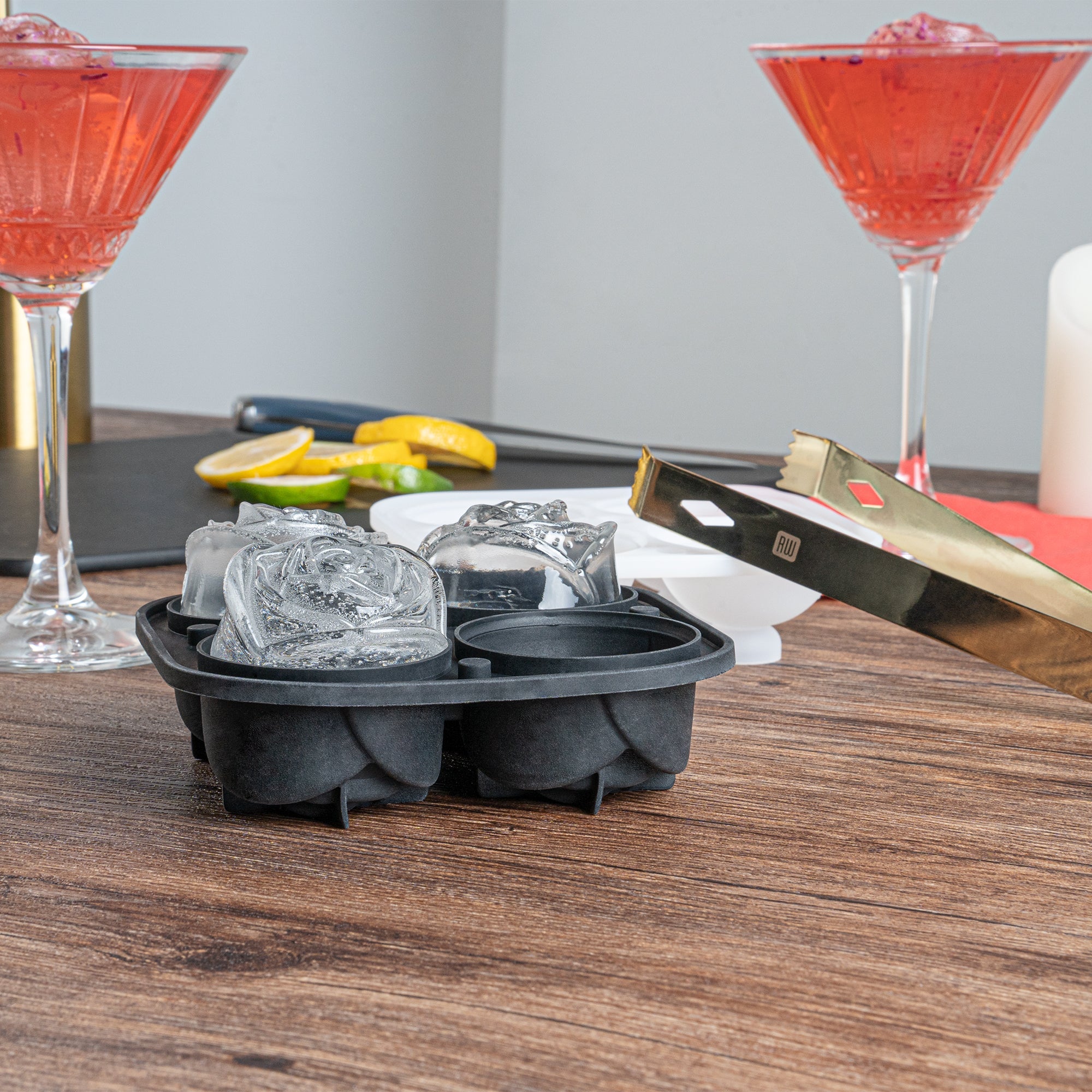 Bar Lux Black Silicone Ice Mold - 2" Rose, 4 Compartments - 1 count box
