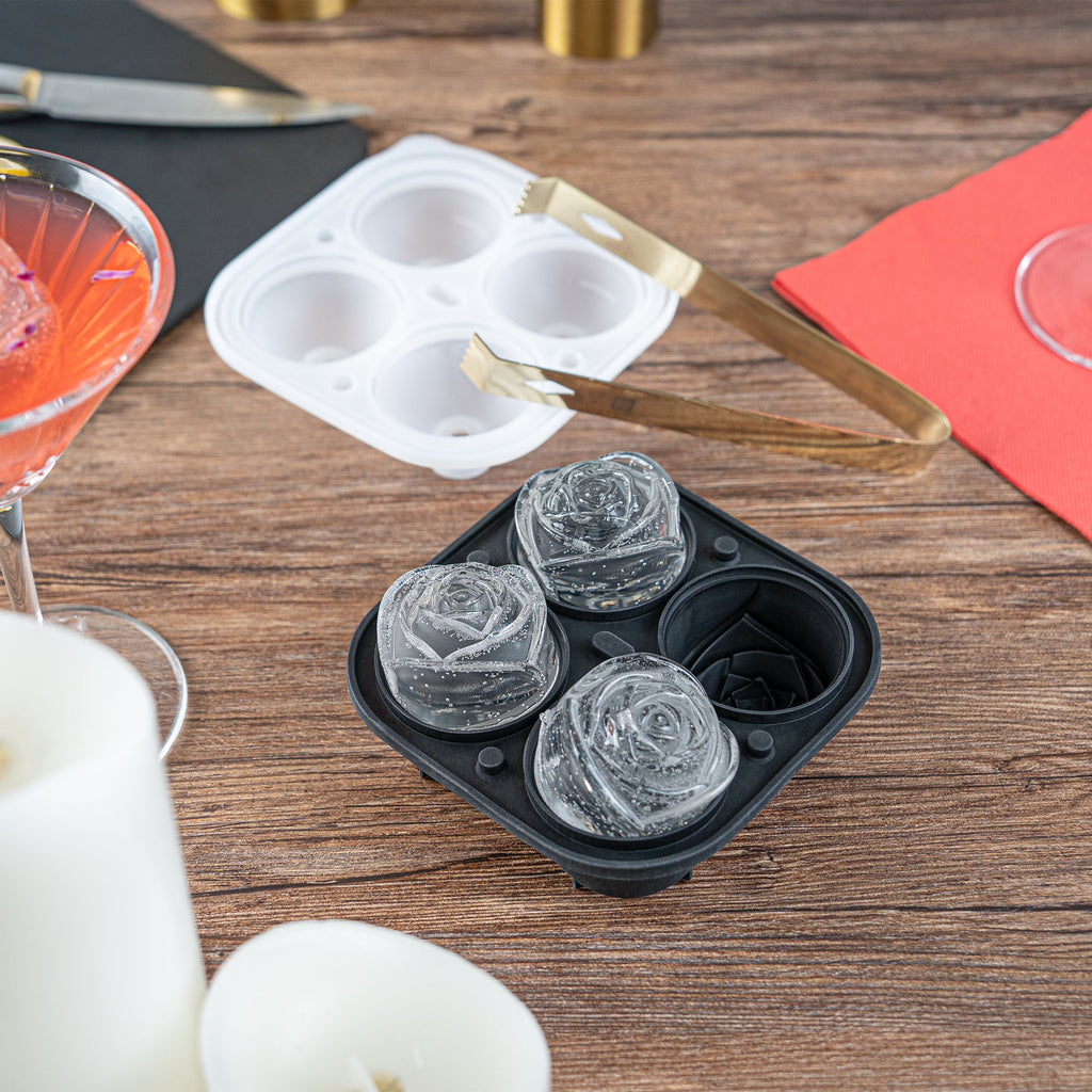 Bar Lux Black Silicone Ice Mold - 2" Rose, 4 Compartments - 1 count box