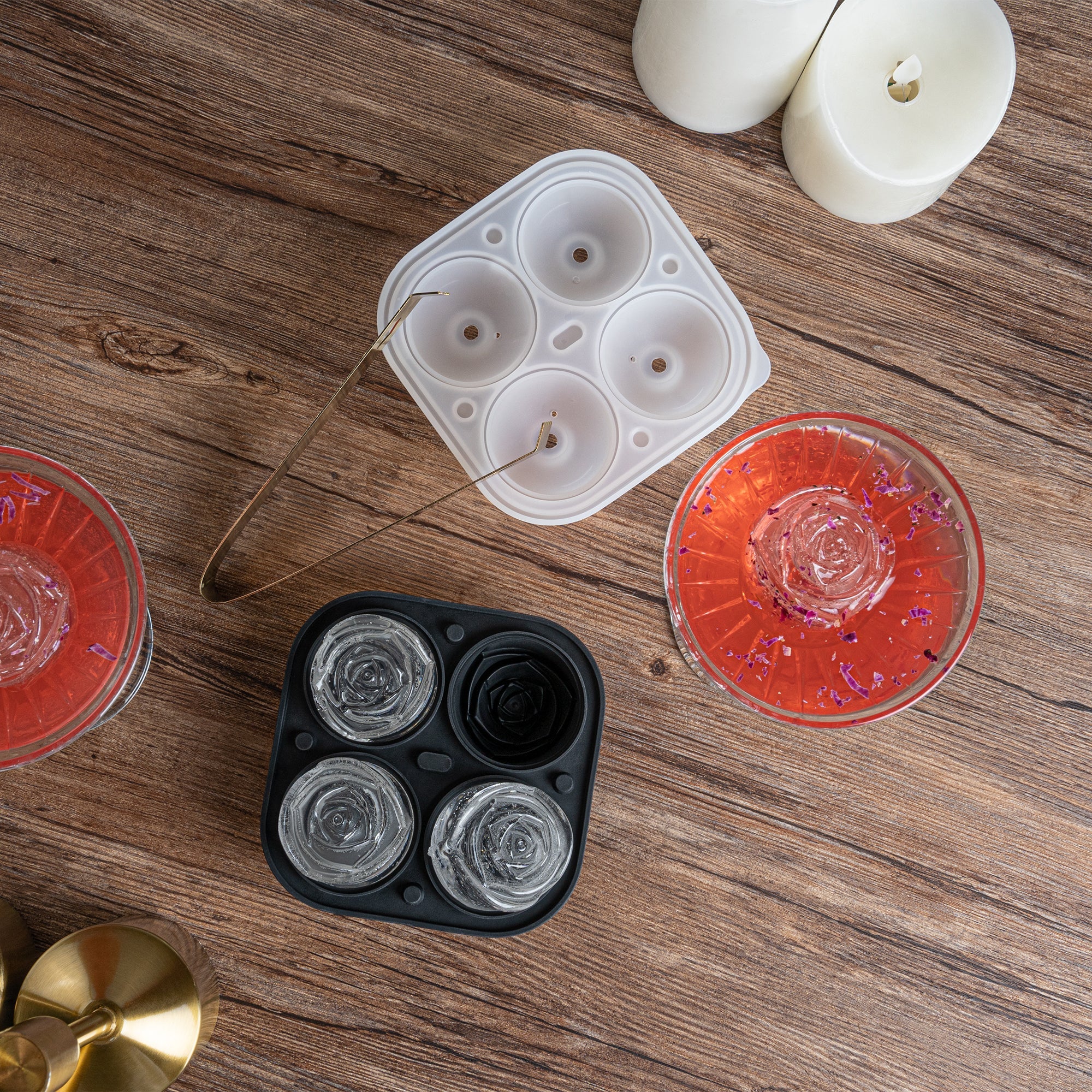 Bar Lux Black Silicone Ice Mold - 2" Rose, 4 Compartments - 1 count box