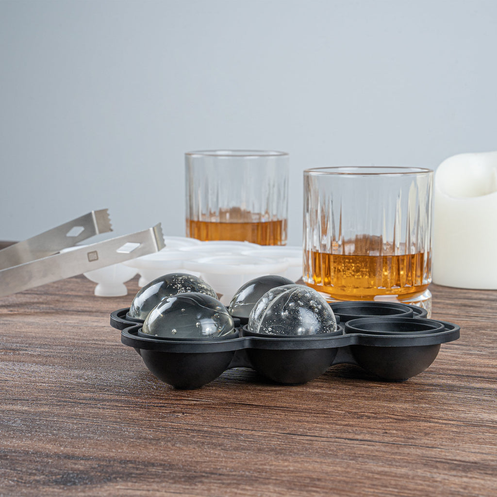 Bar Lux Black Silicone Ice Mold - 1 3/4" Sphere, 6 Compartments - 1 count box