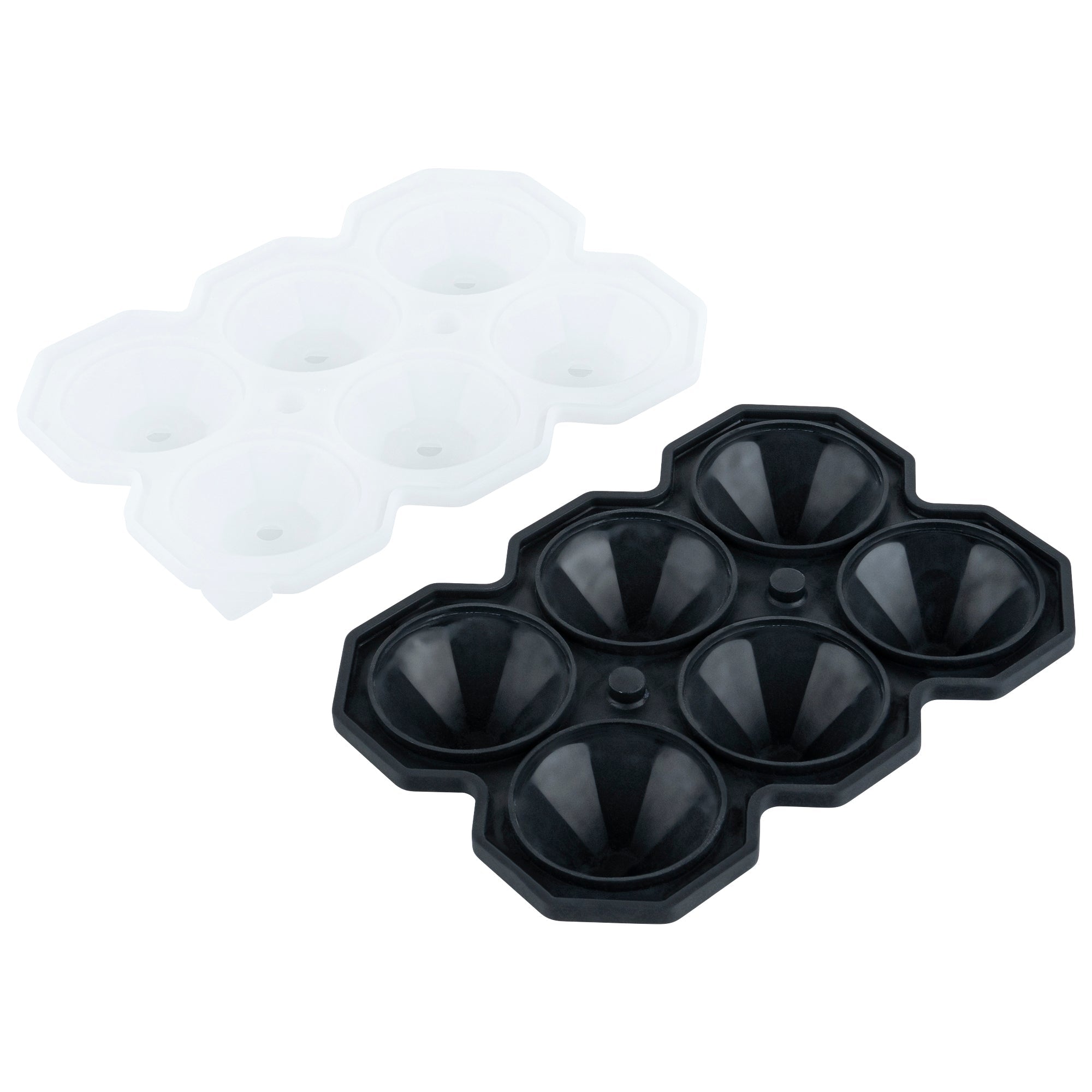 Bar Lux Black Silicone Ice Mold - 2" x 1 1/2" Diamond, 6 Compartments - 1 count box