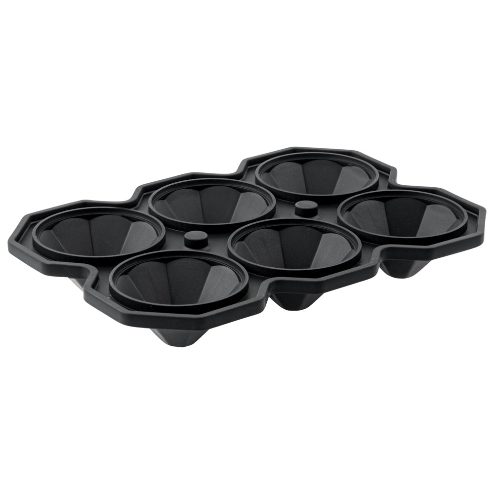 Bar Lux Black Silicone Ice Mold - 2" x 1 1/2" Diamond, 6 Compartments - 1 count box