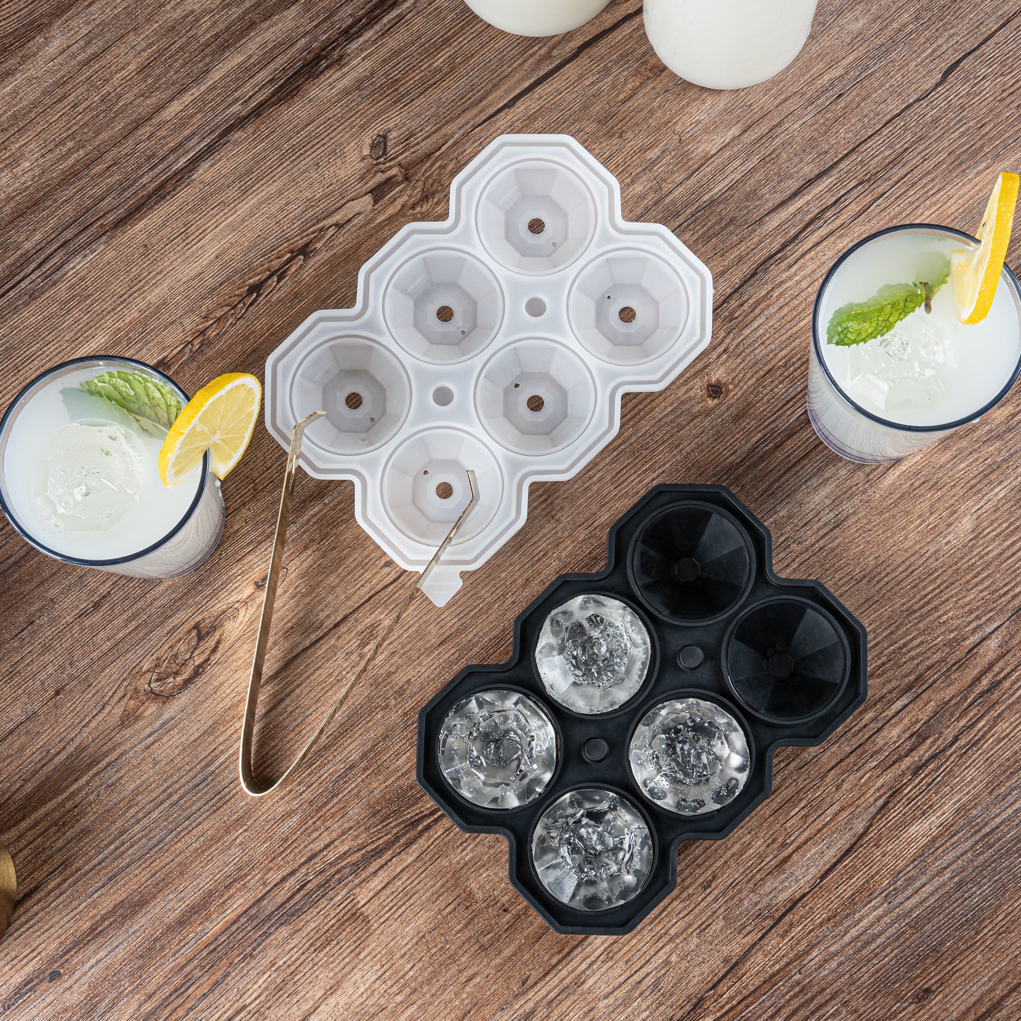 Bar Lux Black Silicone Ice Mold - 2" x 1 1/2" Diamond, 6 Compartments - 1 count box