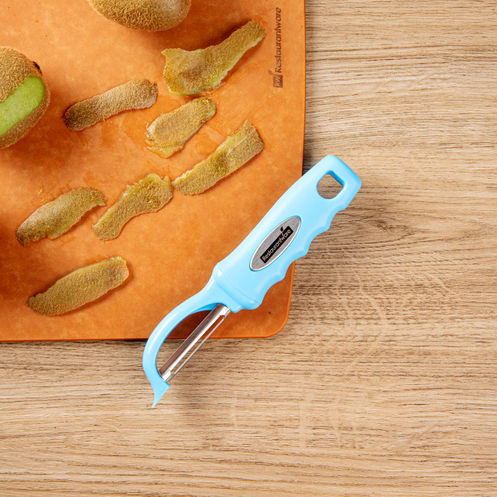 Comfy Grip Blue Stainless Steel Vegetable Peeler - 7 1/2" - 1 count box