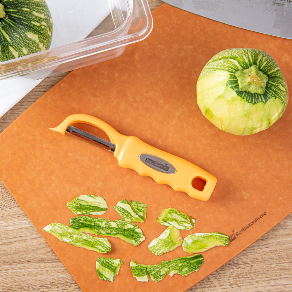 Comfy Grip Tangerine Orange Stainless Steel Vegetable Peeler - 7 1/2" - 1 count box
