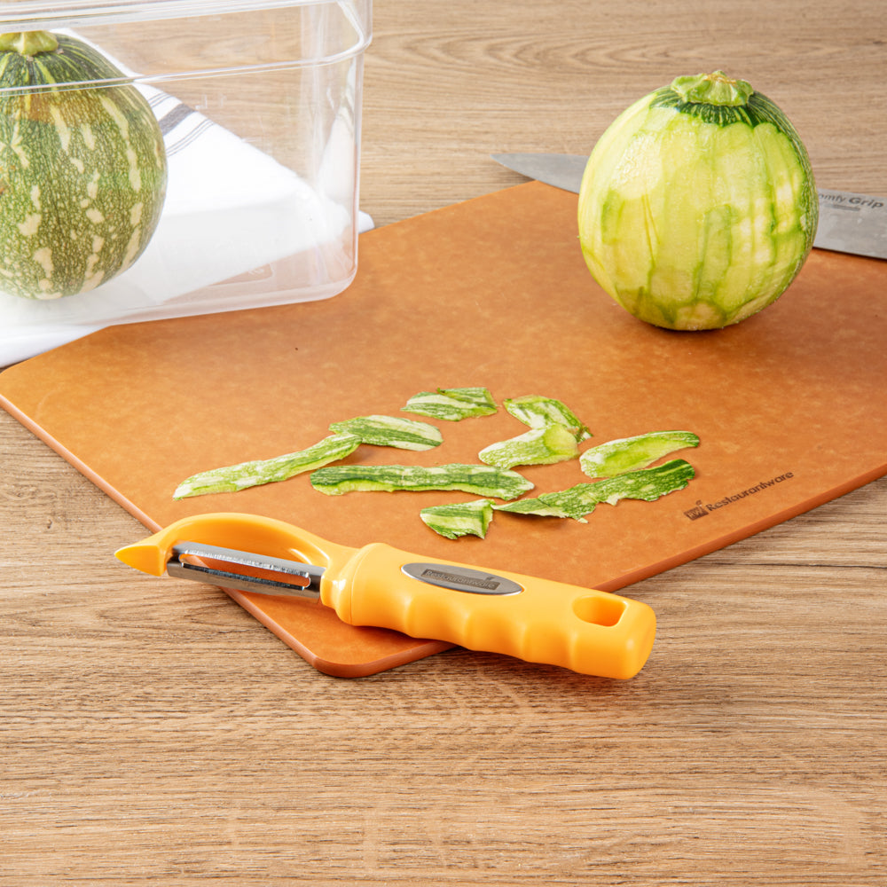 Comfy Grip Tangerine Orange Stainless Steel Vegetable Peeler - 7 1/2" - 1 count box