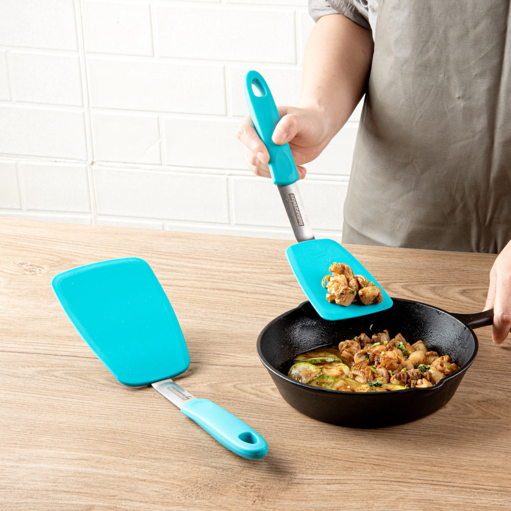 Comfy Grip Turquoise Silicone 2-Piece Solid Turner Set - 1 count box