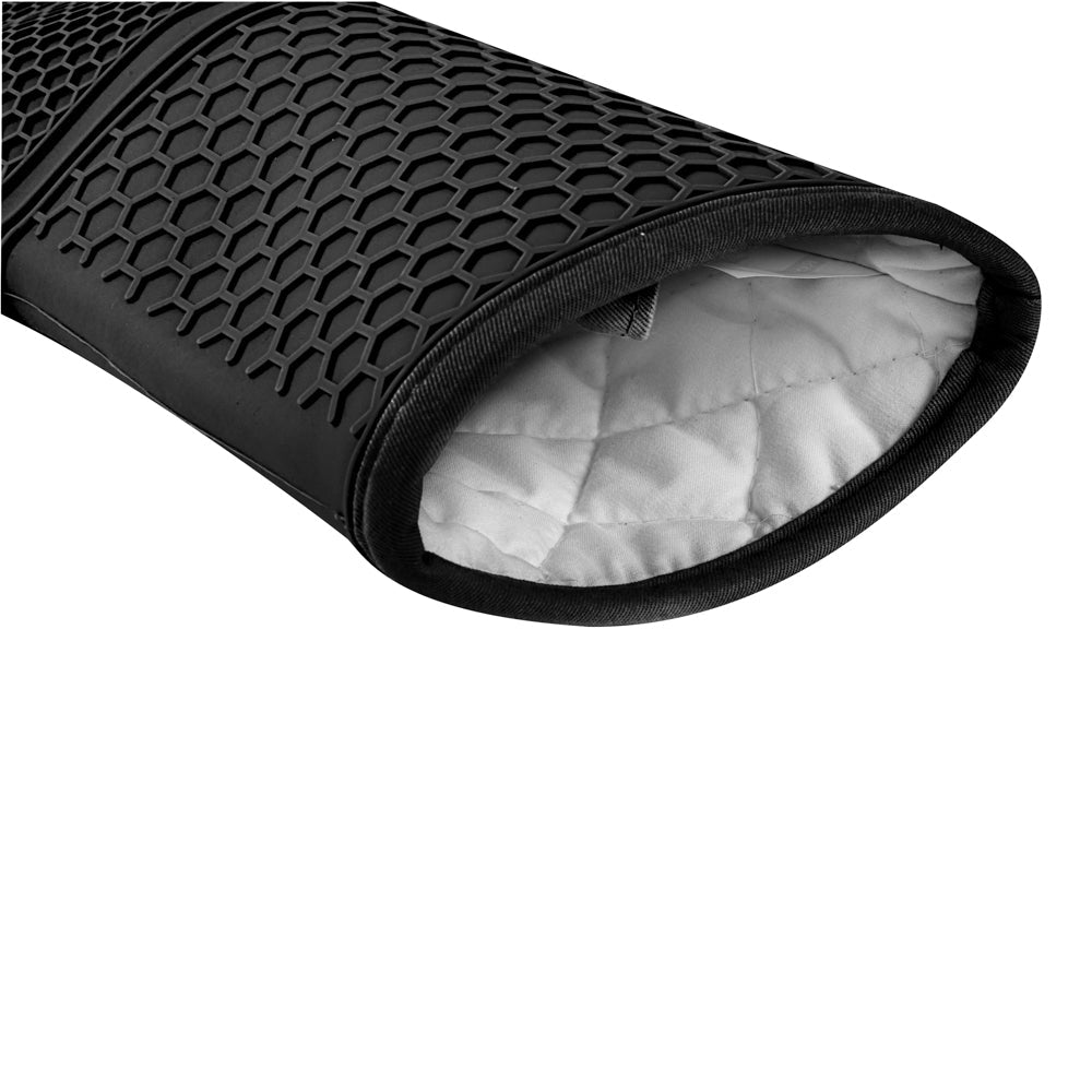 Comfy Grip Black Silicone 2-Piece Oven Mitt Set - Heat-Resistant - 14" x 7 1/4" x 1 1/2" - 1 count box