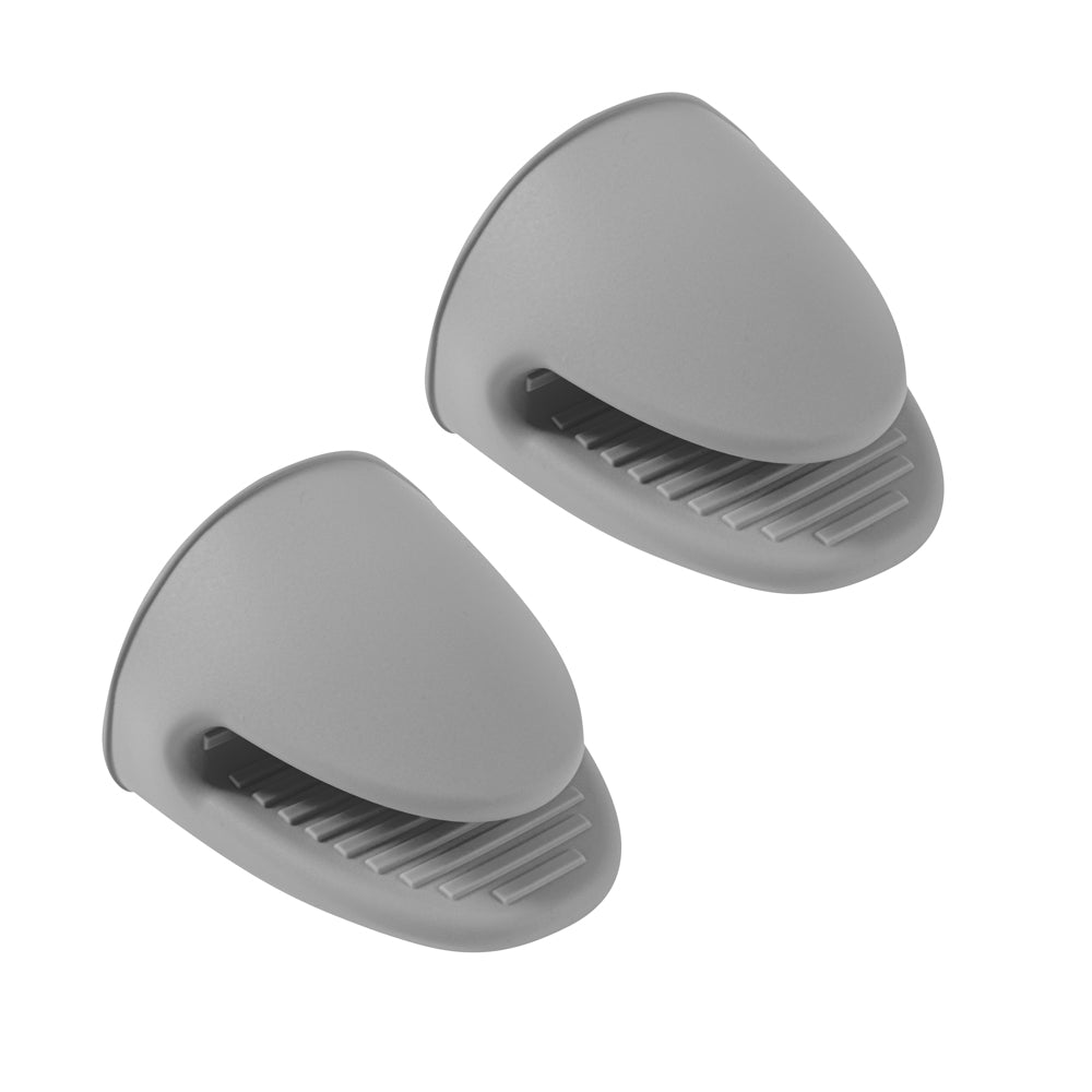 Comfy Grip Gray Silicone 2-Piece Mini Pot Holder Mitt Set - Heat-Resistant - 4 1/4" x 3 1/2" x 4 1/4" - 1 count box