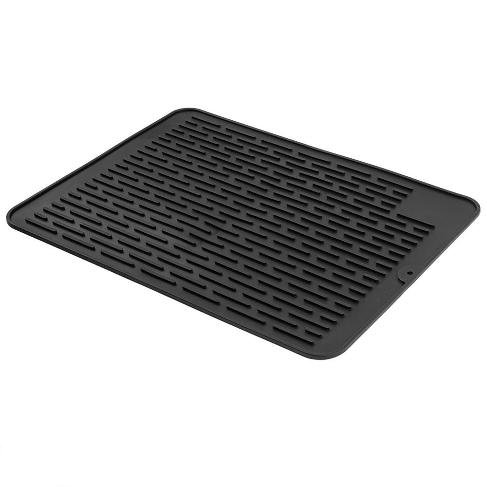 Comfy Grip Rectangle Black Silicone Dish Drying Mat - 15 3/4" x 11 3/4" - 1 count box