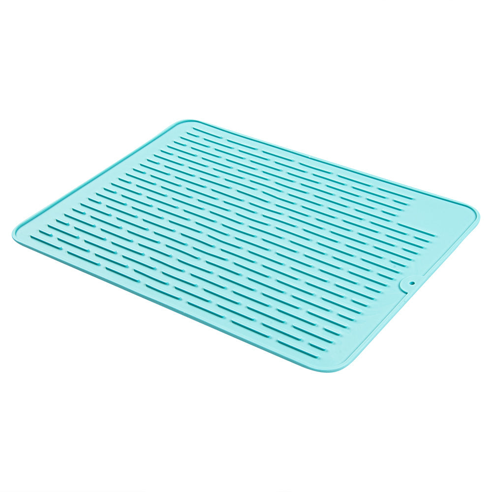 Comfy Grip Rectangle Turquoise Silicone Dish Drying Mat - 15 3/4" x 11 3/4" - 1 count box