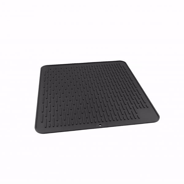 Comfy Grip Rectangle Black Silicone Dish Drying Mat - 17 3/4" x 15 3/4" - 1 count box