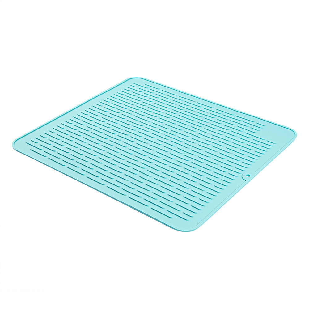Comfy Grip Rectangle Turquoise Silicone Dish Drying Mat - 17 3/4" x 15 3/4" - 1 count box