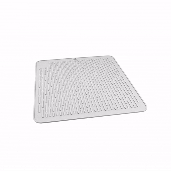 Comfy Grip Rectangle Gray Silicone Dish Drying Mat - 17 3/4" x 15 3/4" - 1 count box