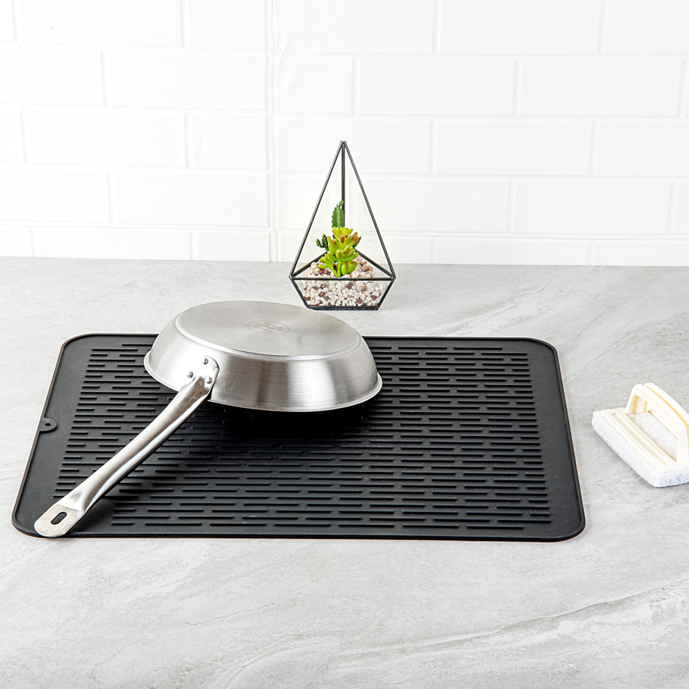 Comfy Grip Rectangle Black Silicone Dish Drying Mat - 23" x 18" - 1 count box