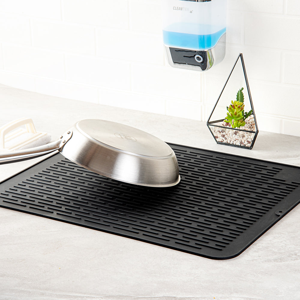 Comfy Grip Rectangle Black Silicone Dish Drying Mat - 23" x 18" - 1 count box