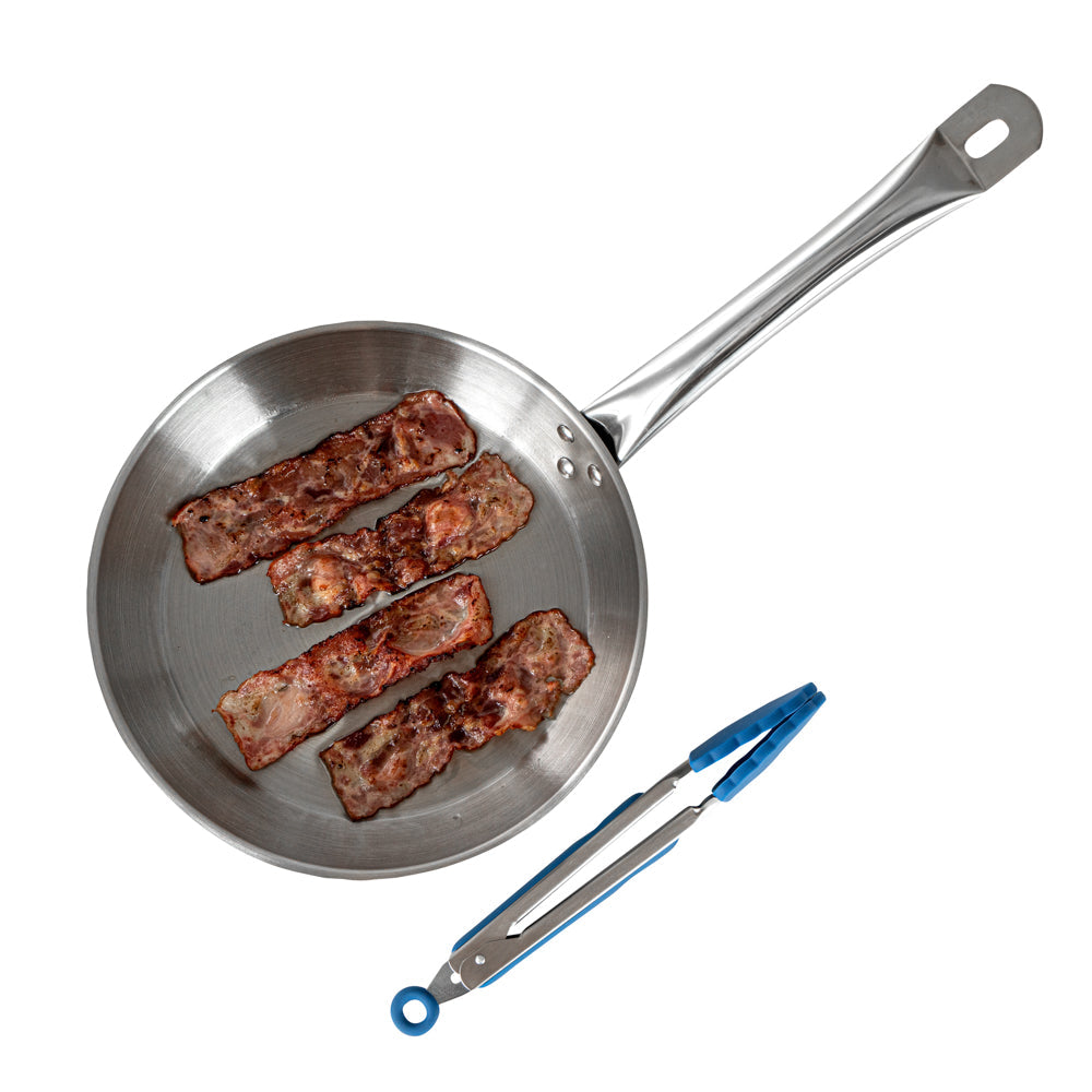Met Lux Blue Stainless Steel Kitchen Tong - Scalloped - 9" x 1 1/2" x 1" - 1 count box