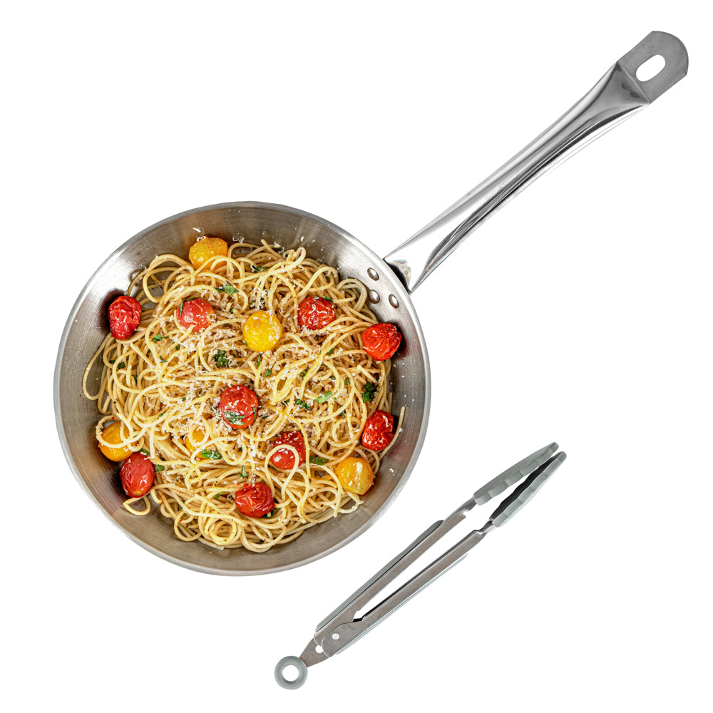 Met Lux Gray Stainless Steel Kitchen Tong - Scalloped - 9" x 1 1/2" x 1" - 1 count box