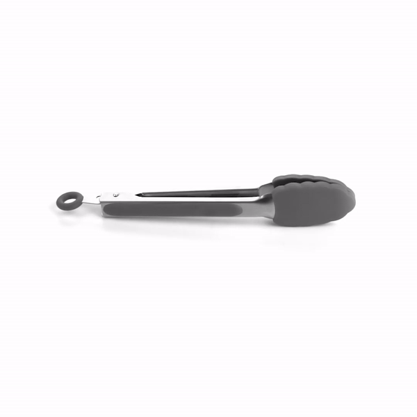 Met Lux Gray Stainless Steel Kitchen Tong - Scalloped - 9" x 1 1/2" x 1" - 1 count box