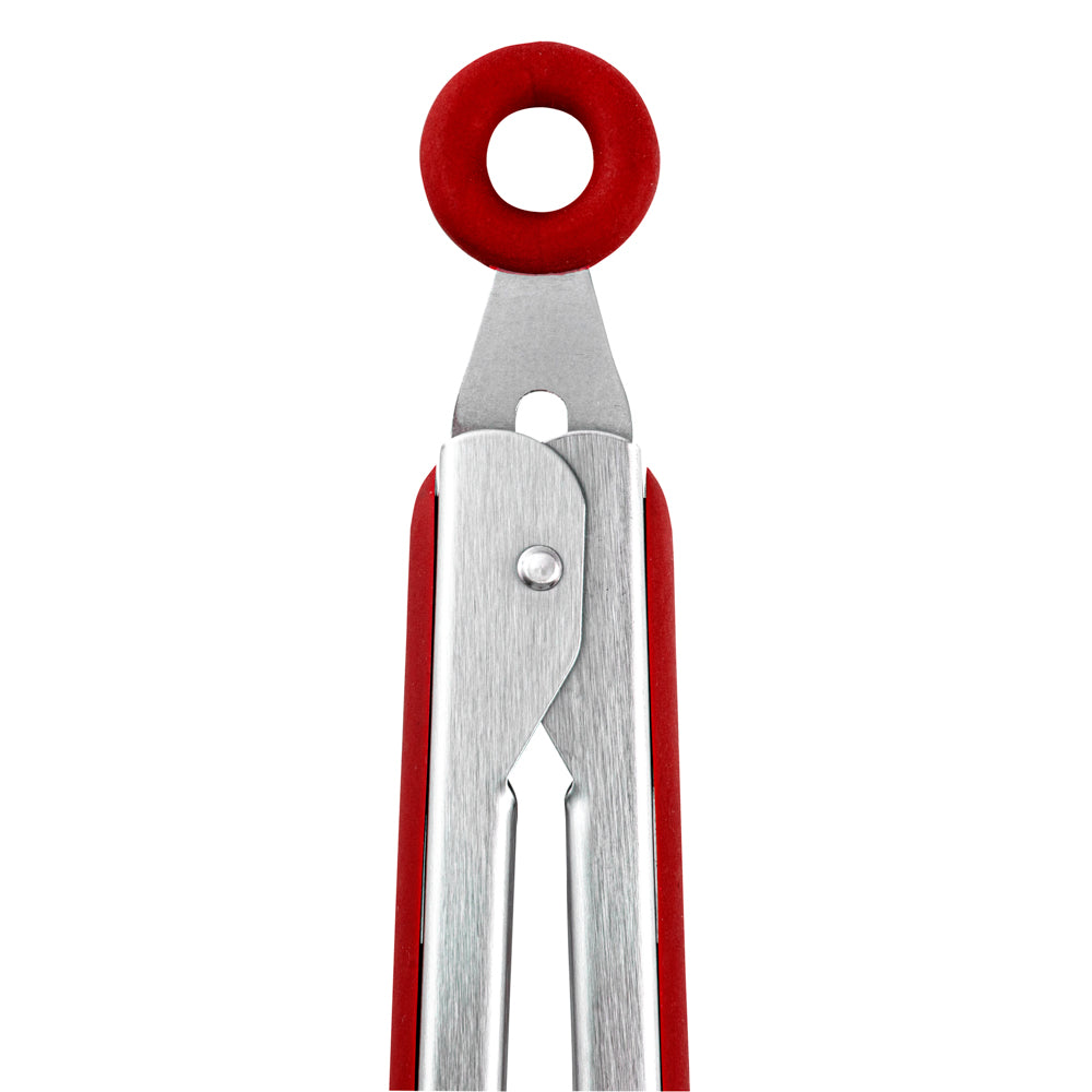 Met Lux Red Stainless Steel Kitchen Tong - Scalloped - 9" x 1 1/2" x 1" - 1 count box