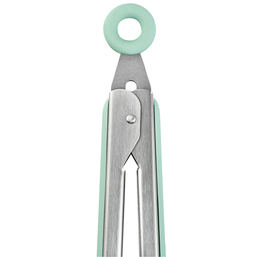 Met Lux Teal Stainless Steel Kitchen Tong - Scalloped - 9" x 1 1/2" x 1" - 1 count box