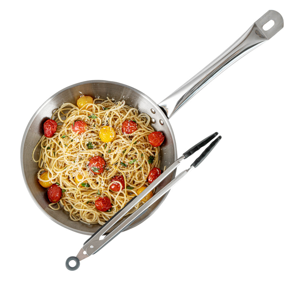 Met Lux Black Stainless Steel Kitchen Tong - Scalloped - 12" x 1 3/4" x 1" - 1 count box