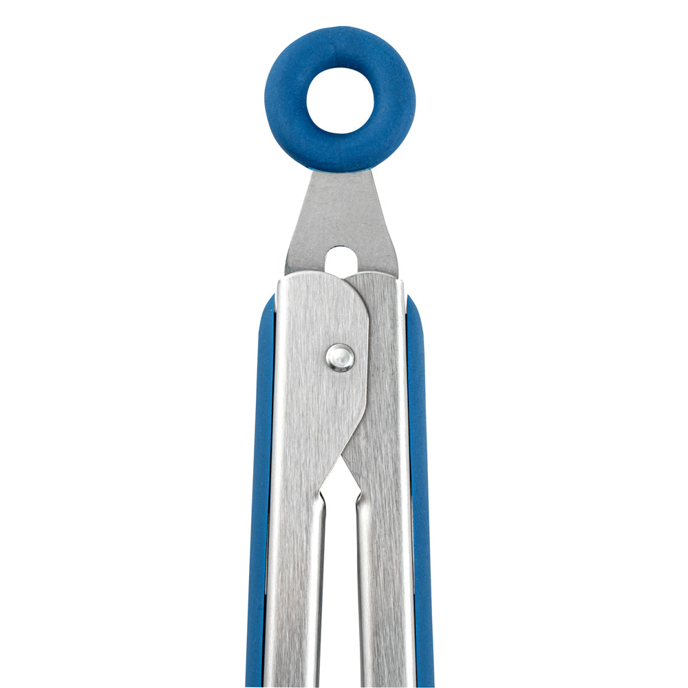 Met Lux Blue Stainless Steel Kitchen Tong - Scalloped - 12" x 1 3/4" x 1" - 1 count box