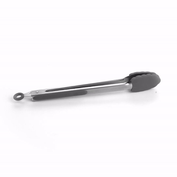 Met Lux Gray Stainless Steel Kitchen Tong - Scalloped - 12" x 1 3/4" x 1" - 1 count box