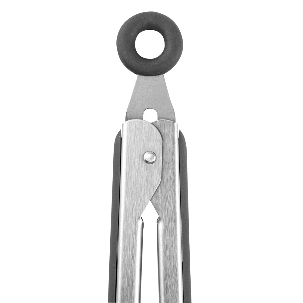 Met Lux Gray Stainless Steel Kitchen Tong - Scalloped - 12" x 1 3/4" x 1" - 1 count box