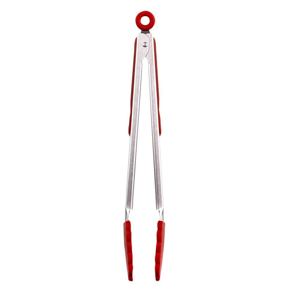 Met Lux Red Stainless Steel Kitchen Tong - Scalloped - 12" x 1 3/4" x 1" - 1 count box